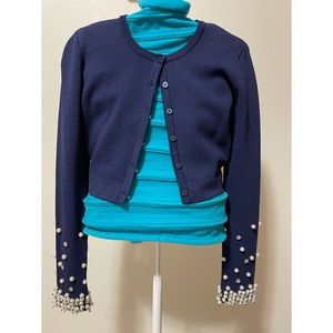 Pinko Faux Pearl Embellished Crop Cardigan